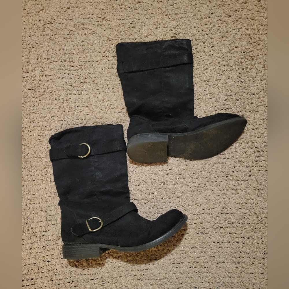 WOMENS OLD NAVY LEATHER BOOTS BLACK SIZE 9